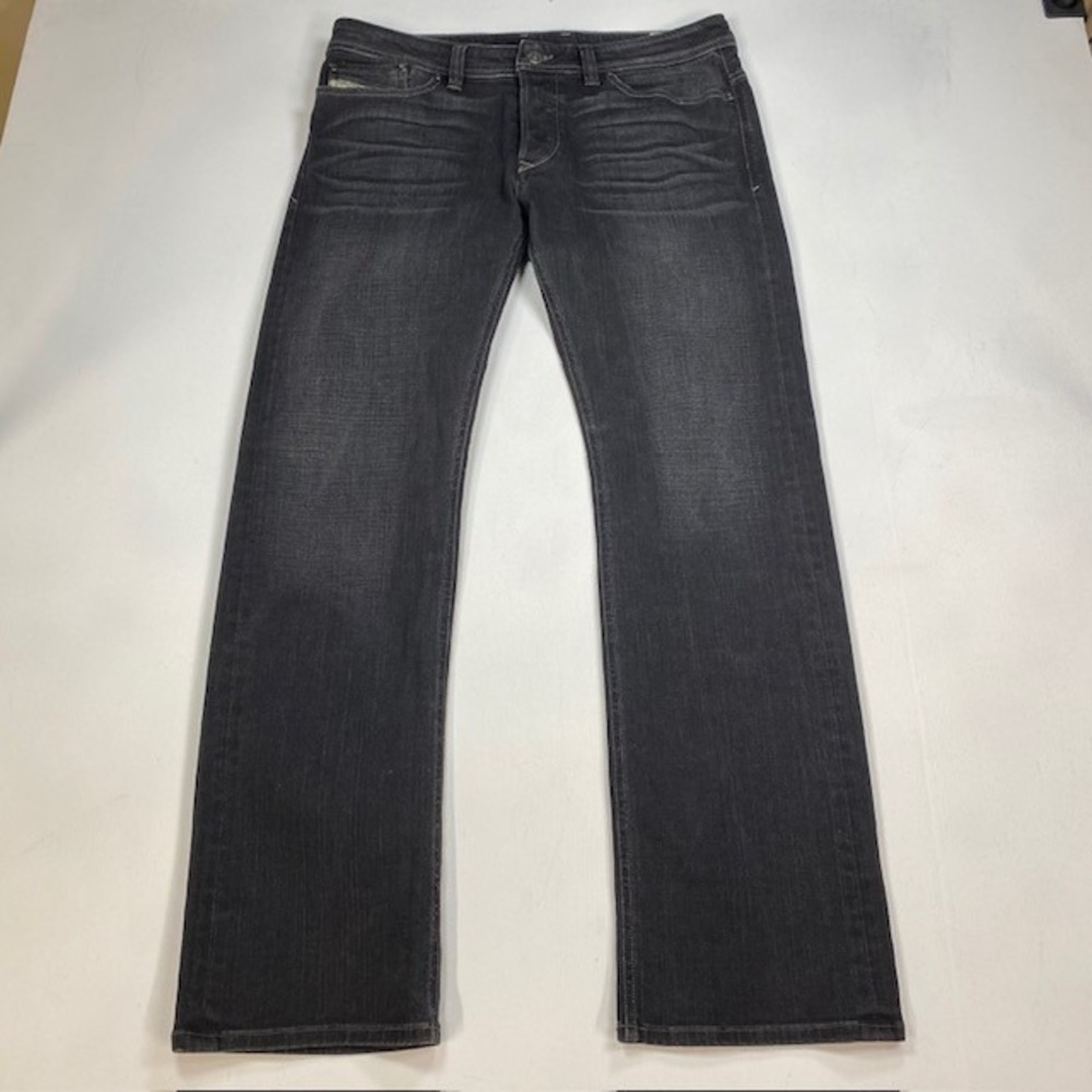 Diesel Viker Regular Straight Leg Jeans Black Wash Button Fly Stretch Mens 33x32